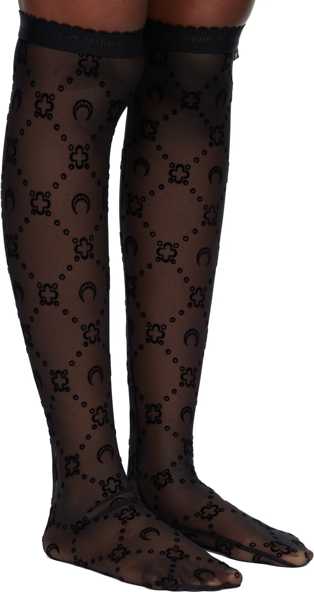 Moonogram Mesh Flocked Socks