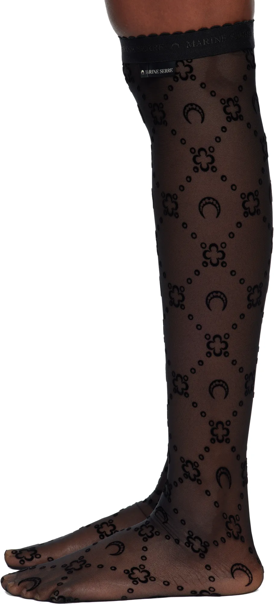 Moonogram Mesh Flocked Socks