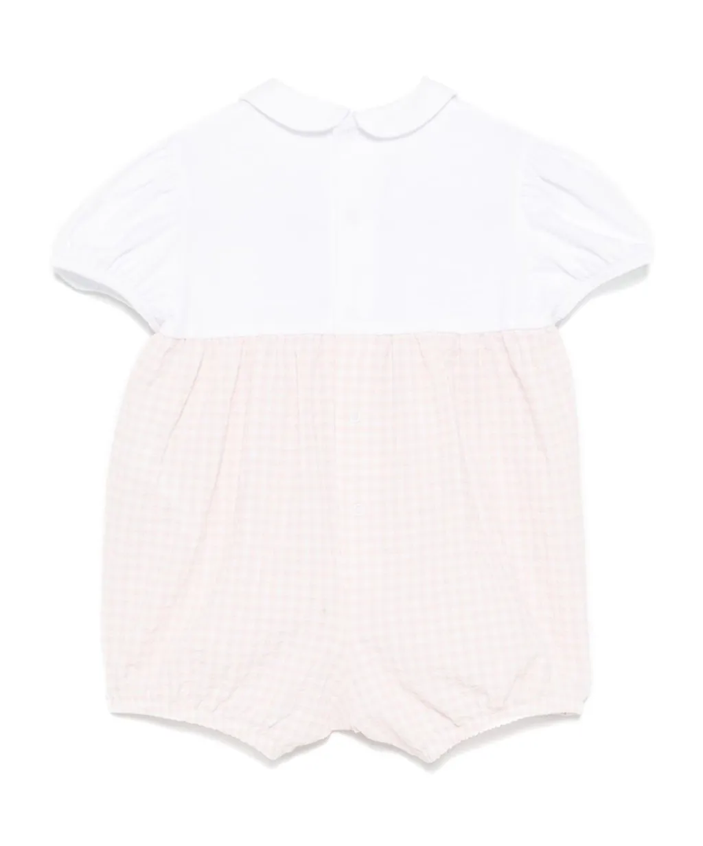 Floral Embroidered Gingham-Check Bodysuit