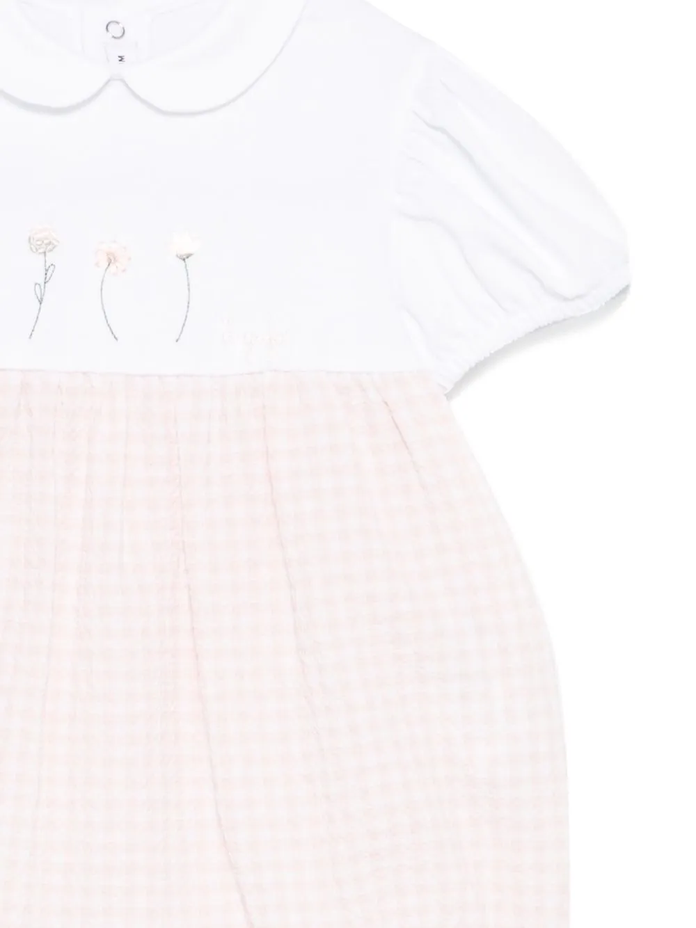 Floral Embroidered Gingham-Check Bodysuit