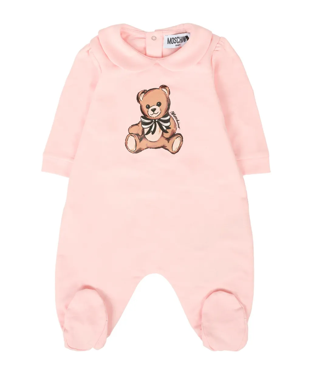Bear-Motif Long-Sleeve Babygrow Set