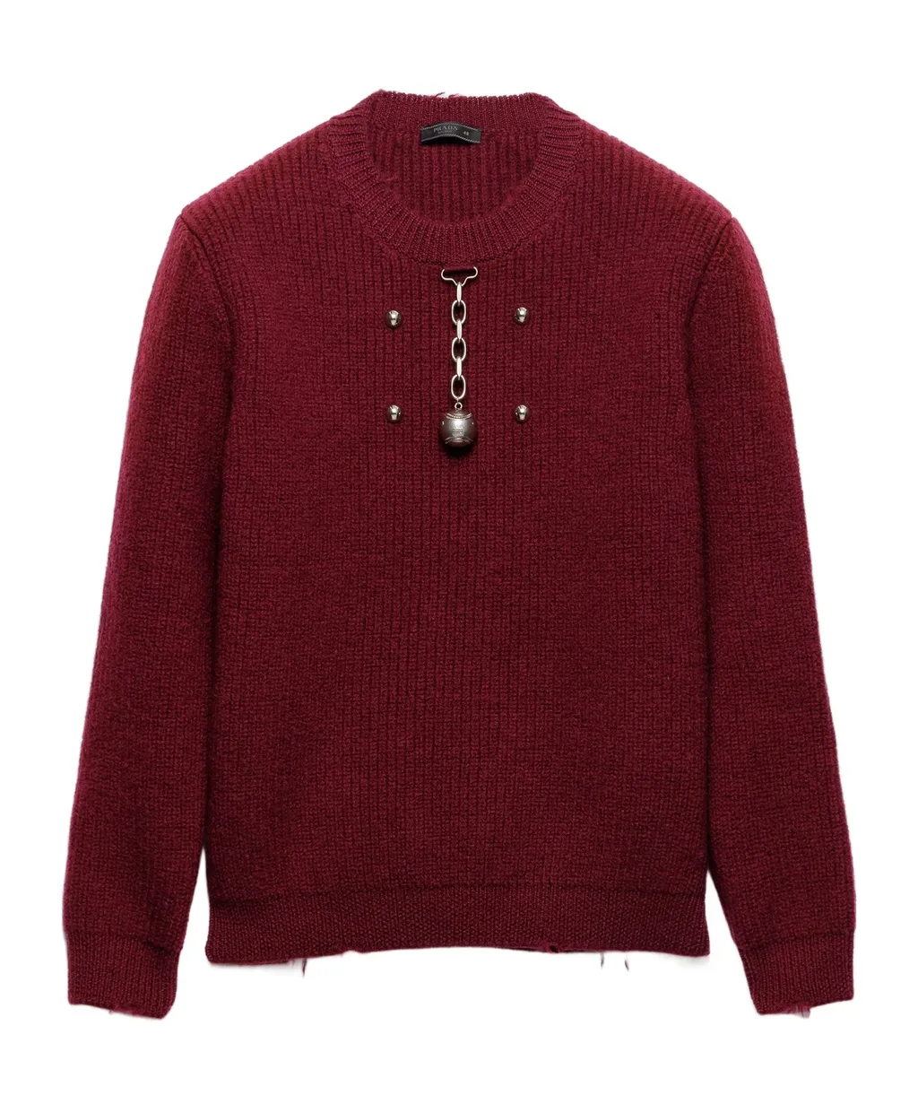 Wool Crew-Neck Sweater With Pendant