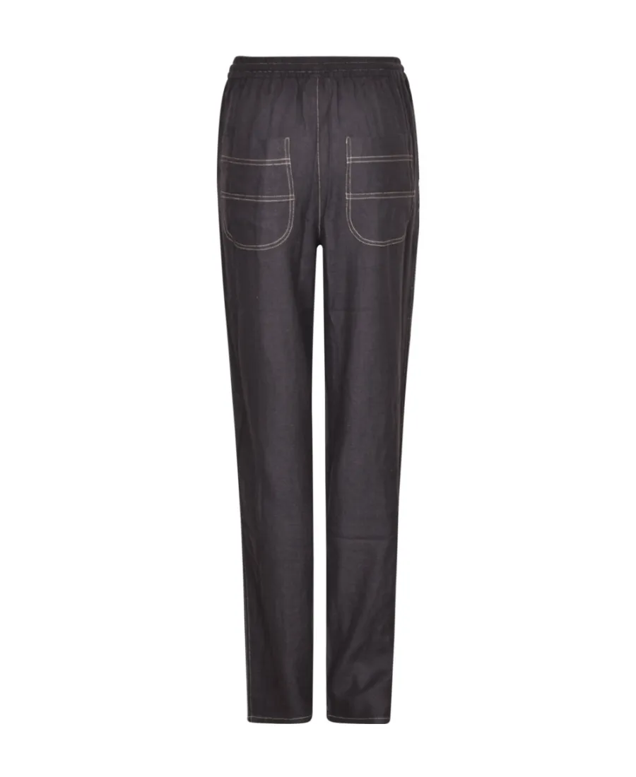Mid-Rise Drawstring Tapered Trousers