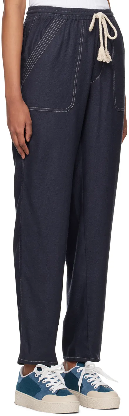 Mid-Rise Drawstring Tapered Trousers