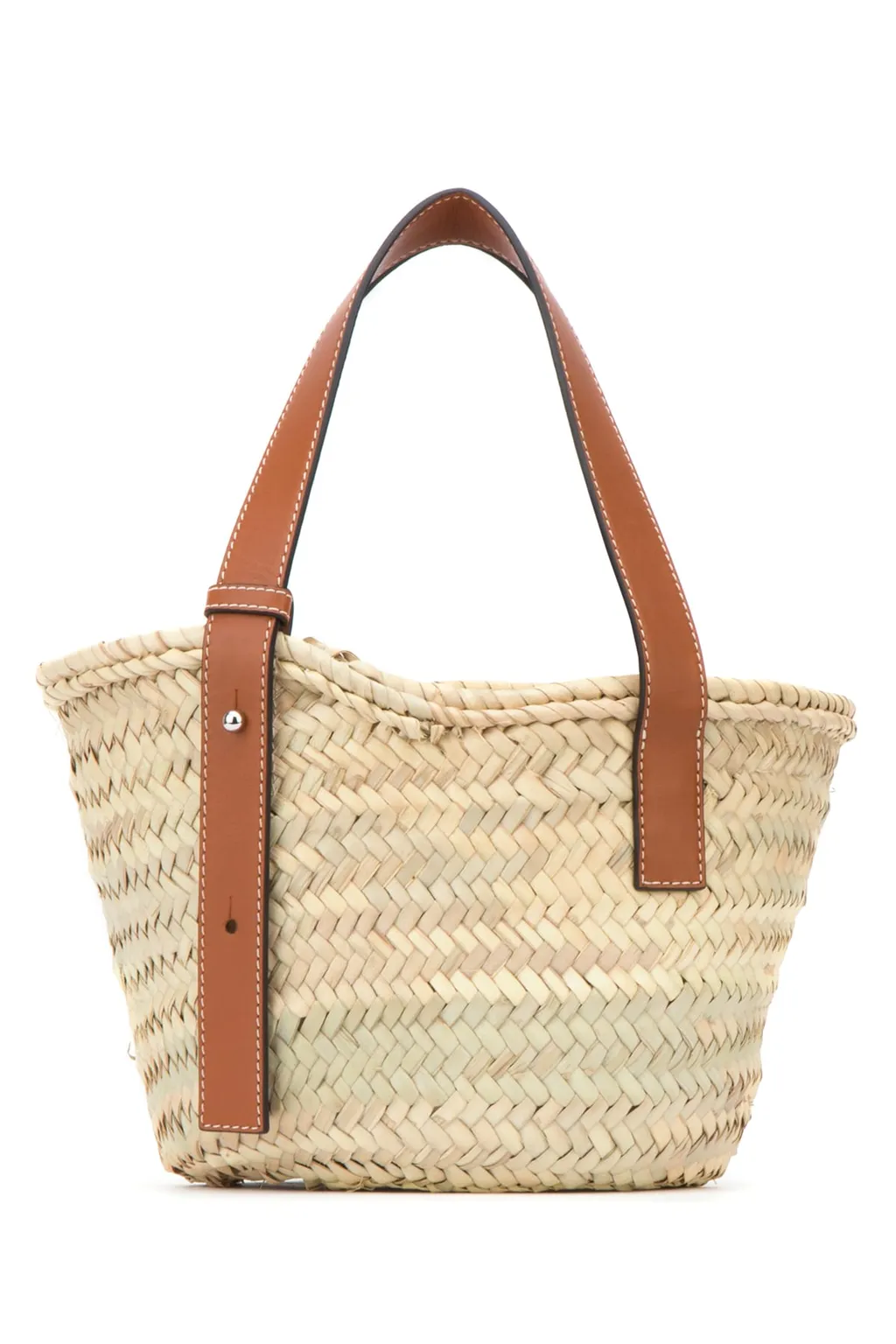 Anagram-Embossed Patch Small Basket Tote Bag