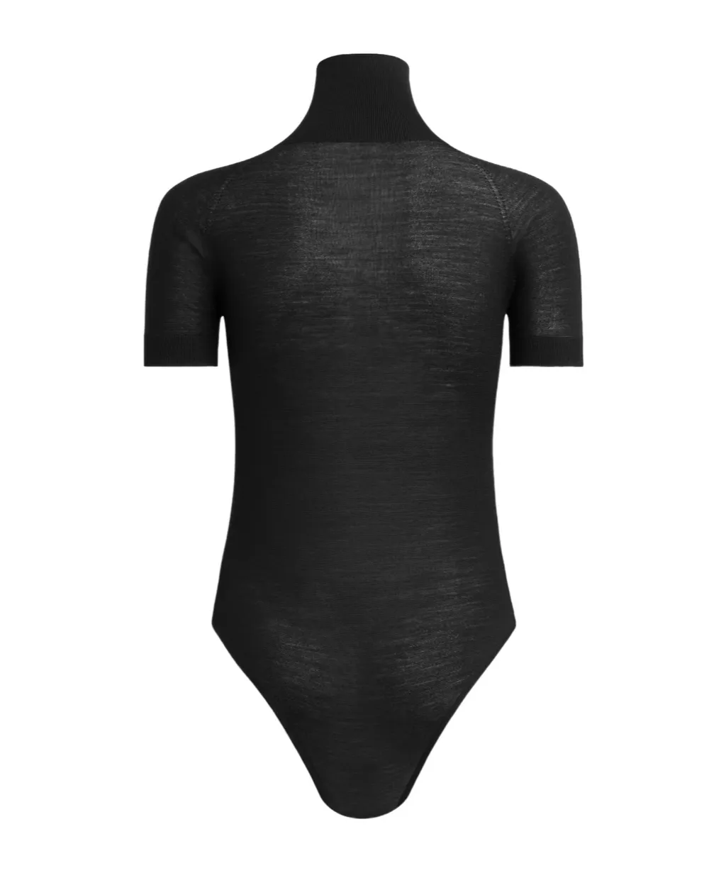 Short Sleeved Knitted Sheer Bodysuit