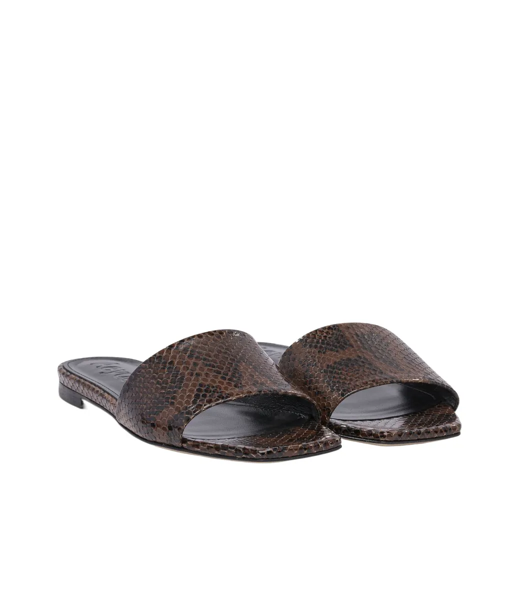 Anna Snakeskin-Effect Square-Toe Sandals