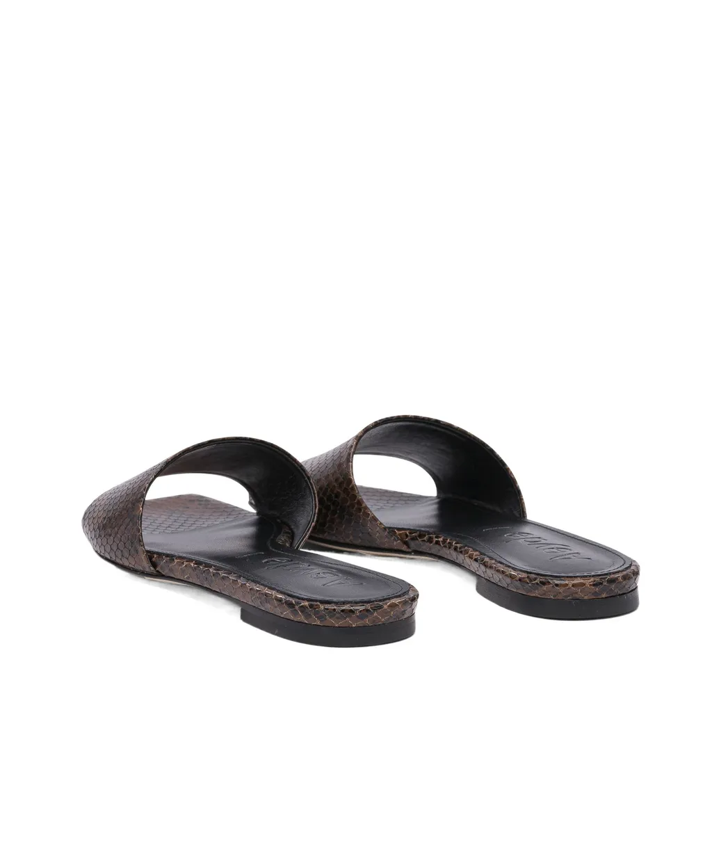 Anna Snakeskin-Effect Square-Toe Sandals