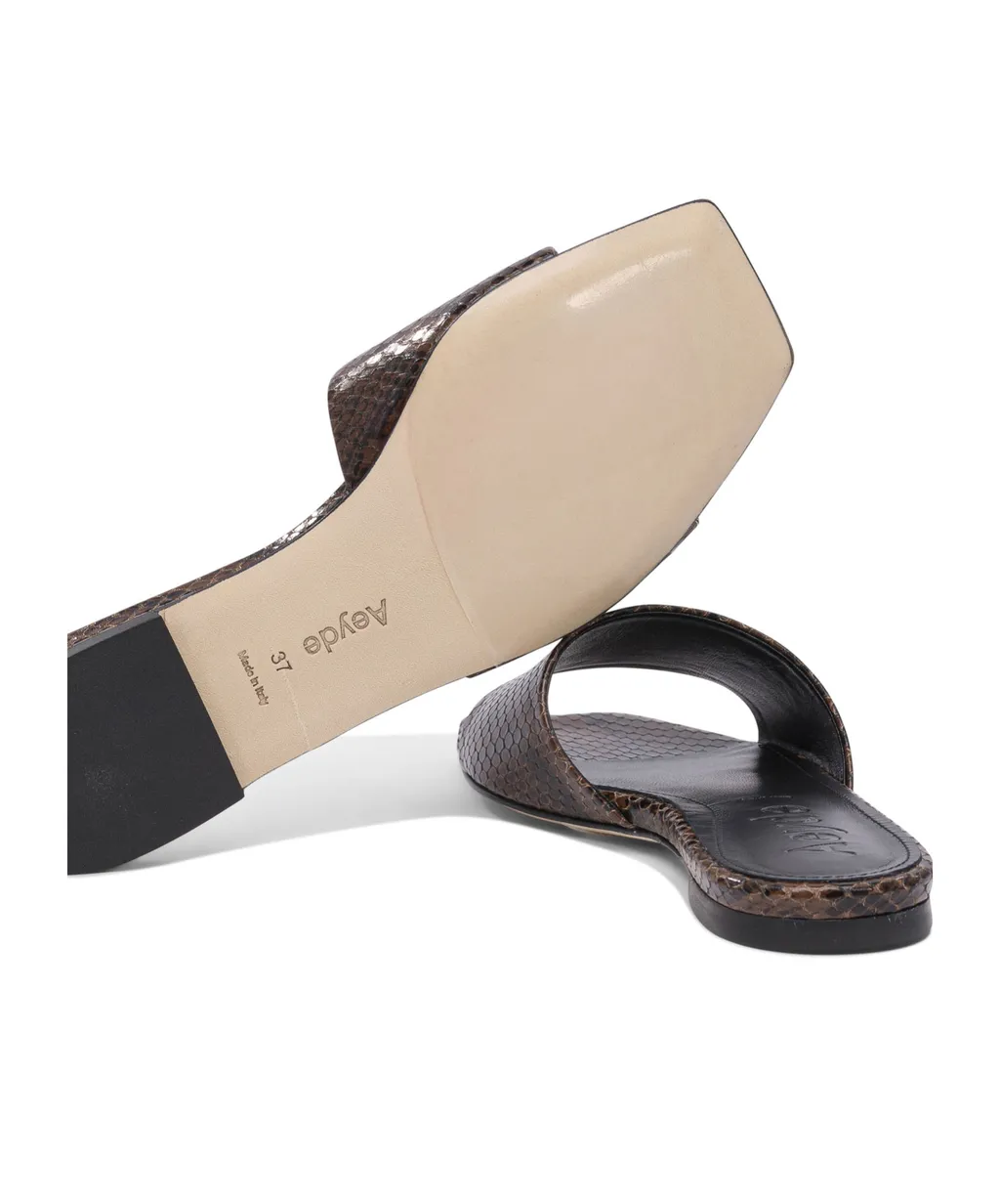 Anna Snakeskin-Effect Square-Toe Sandals