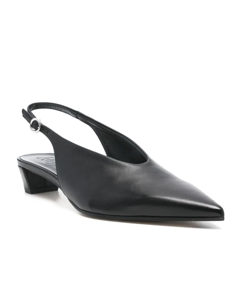 Pointed Low-Heeled Slingbacks