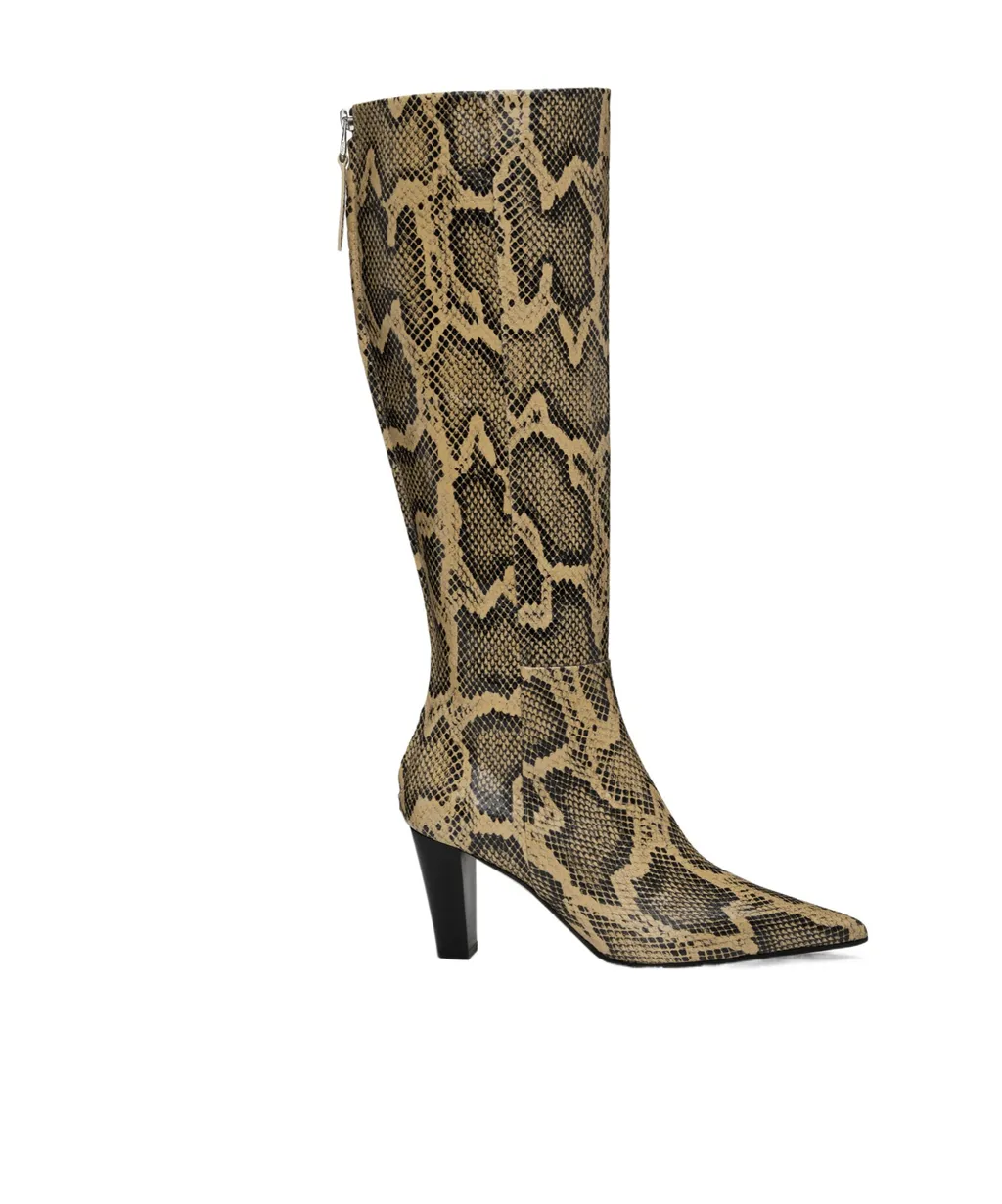 Cecilia Snake-Pattern Embossed Boots
