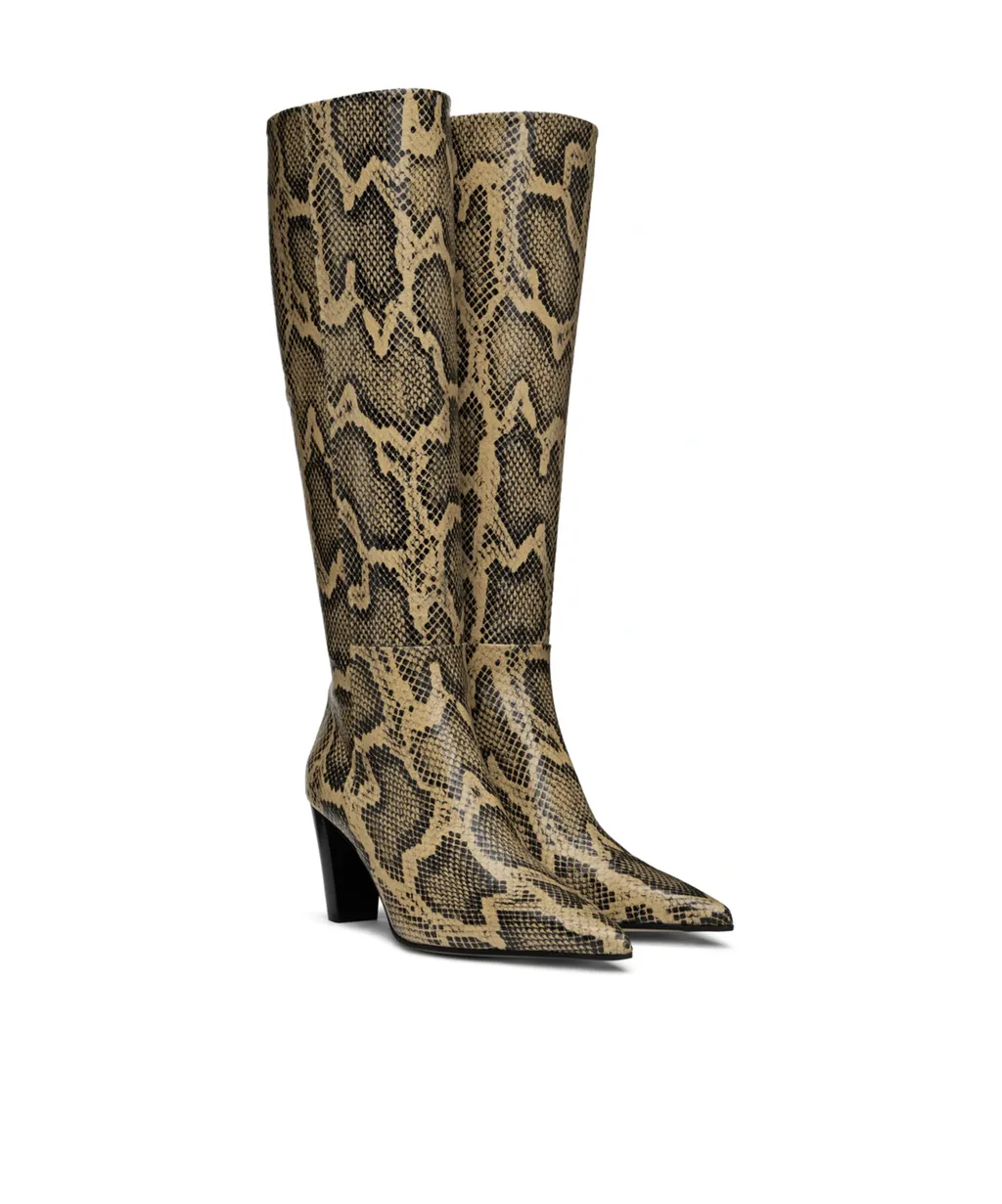 Cecilia Snake-Pattern Embossed Boots