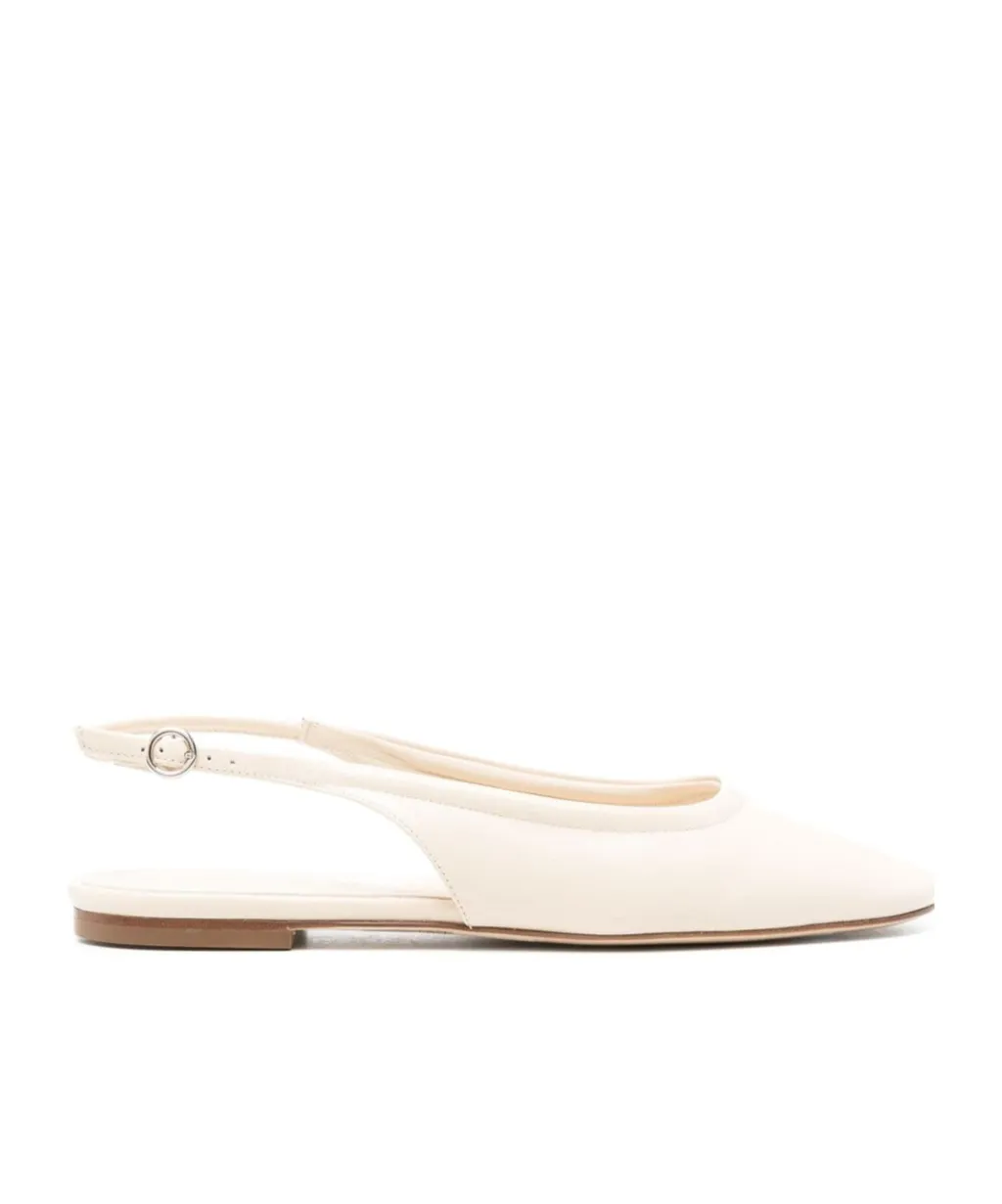 Square-Toe Leather Ballerina Shoes
