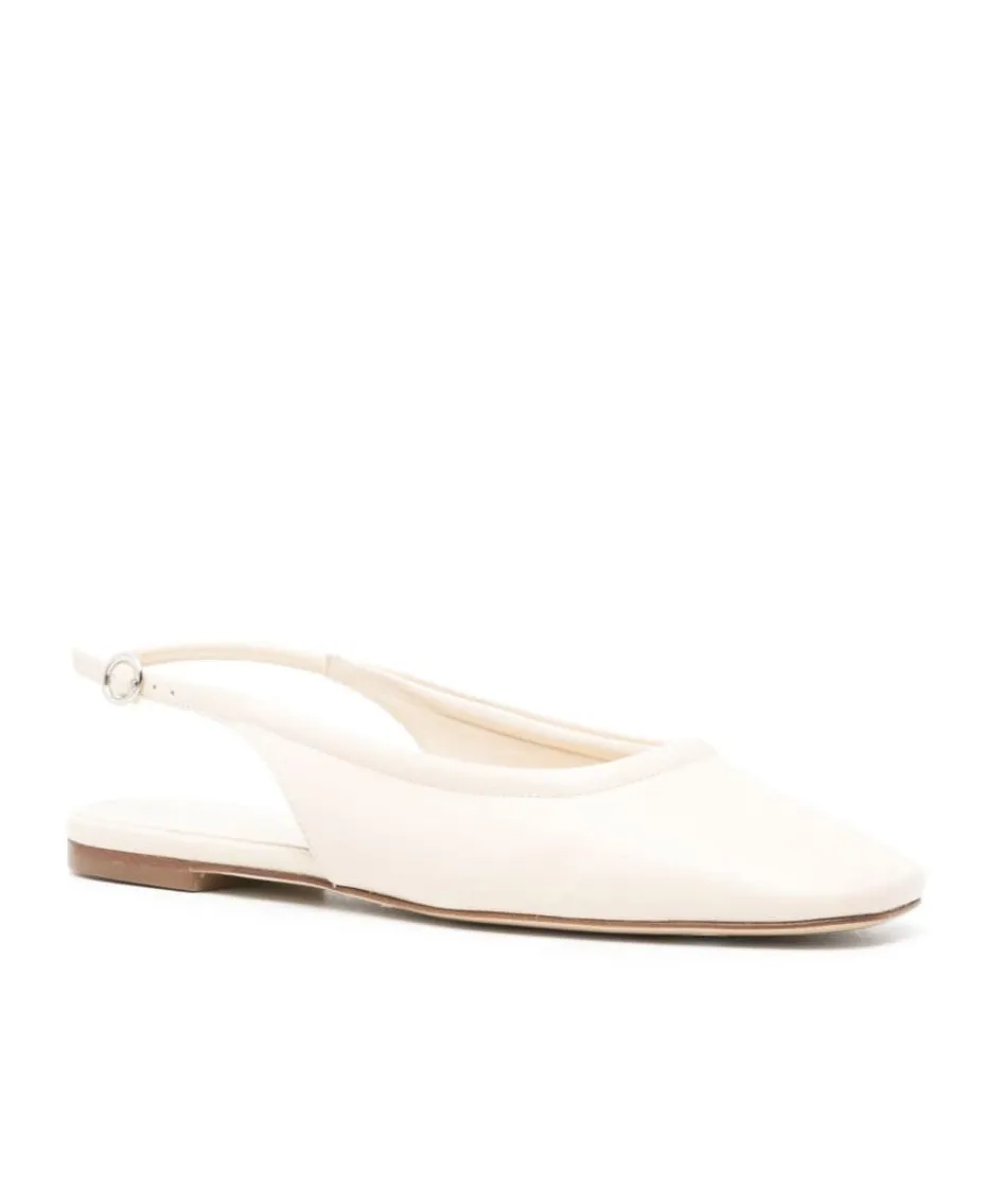 Square-Toe Leather Ballerina Shoes
