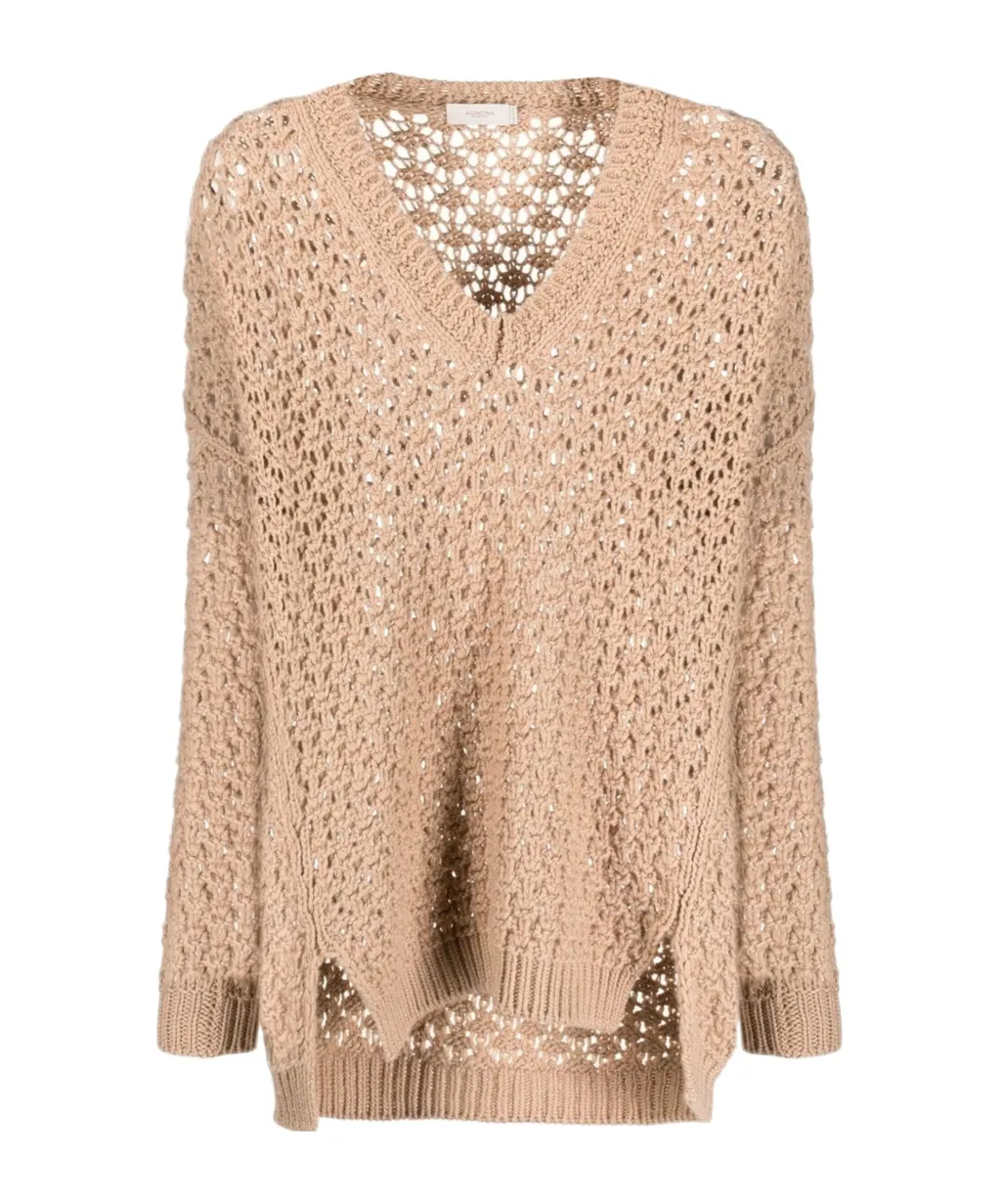 V-Neck Woven Jumper