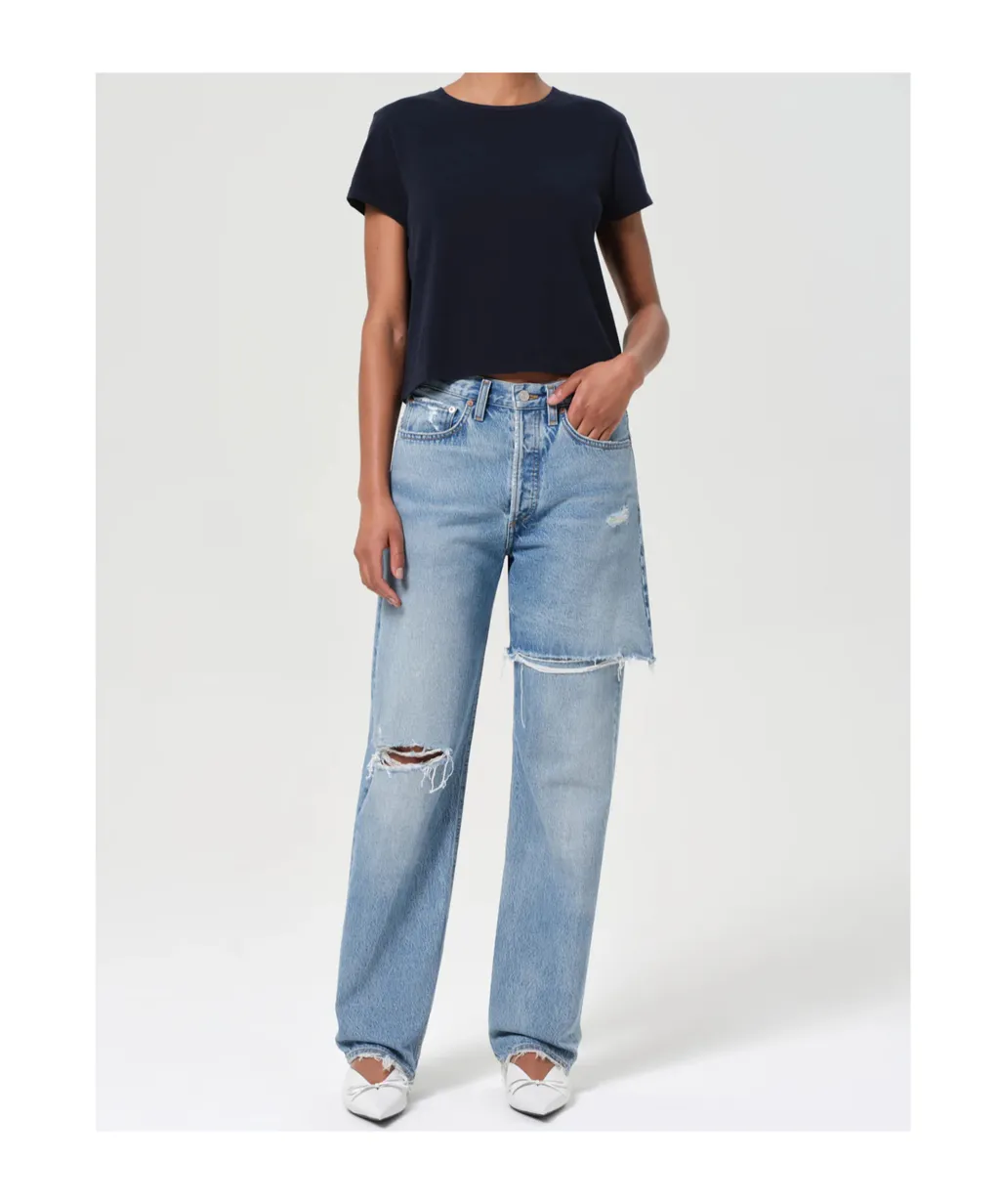 Distressed Straight-Leg Jeans