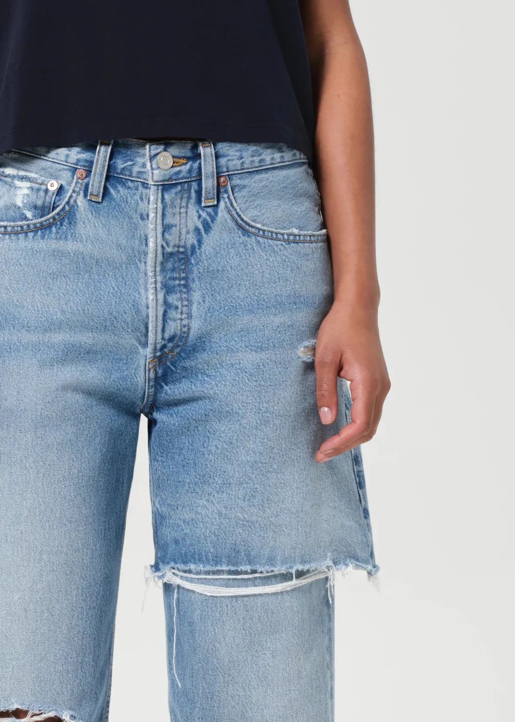 Distressed Straight-Leg Jeans