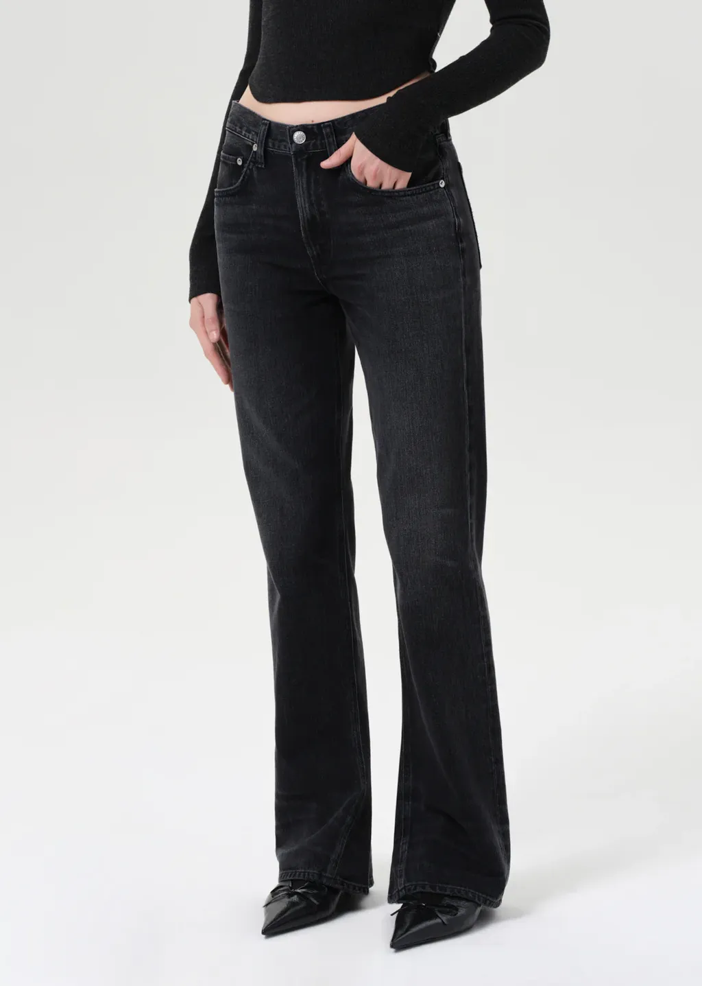 Mid-Rise Flared Leg Jeans