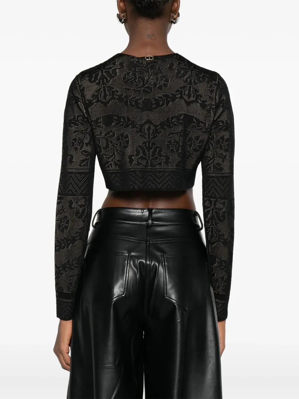 Floral-Pattern Cropped Cardigan