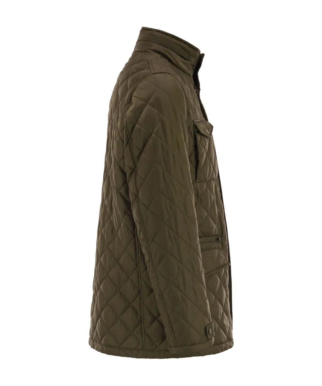 Diamond Quilted Long-Sleeved Puffer