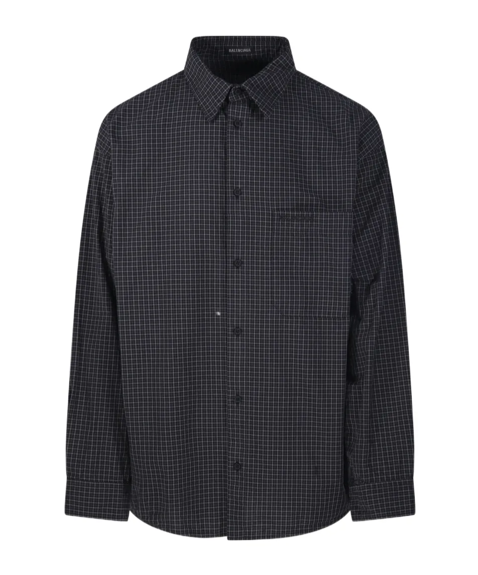 Checkered Oversized Long-Sleeve Shirt