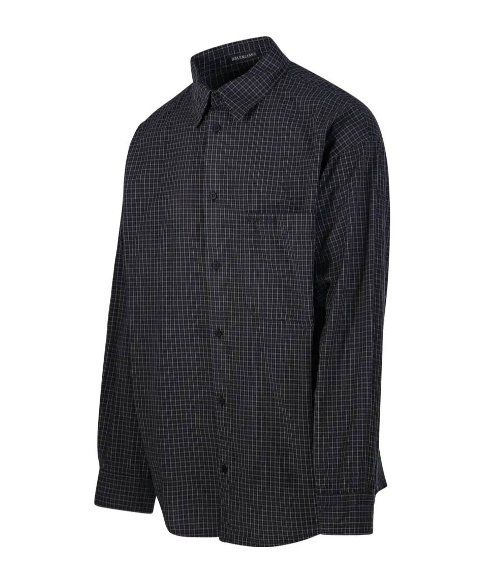 Checkered Oversized Long-Sleeve Shirt
