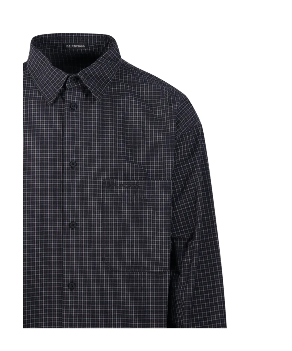 Checkered Oversized Long-Sleeve Shirt