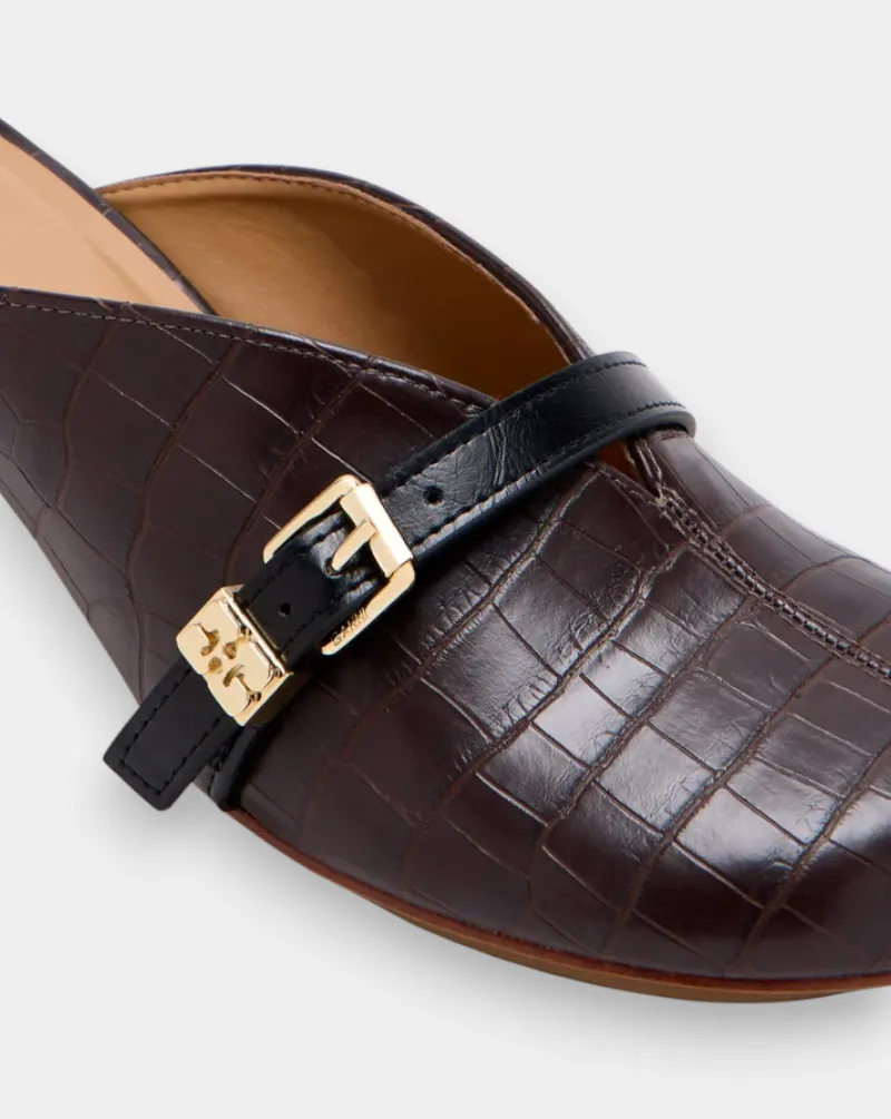 Buckle-Detailed Embossed Heeled Sandals