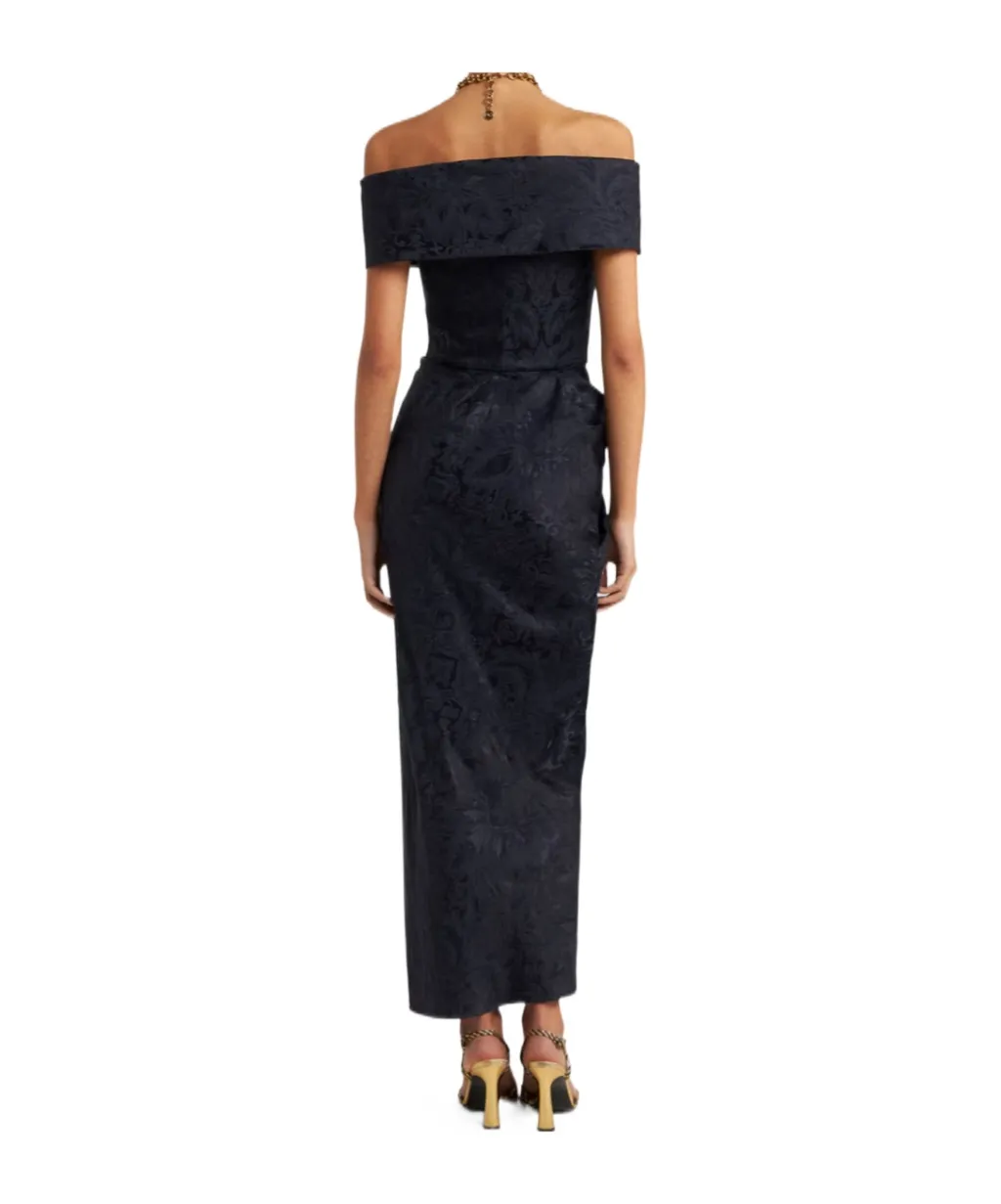 Jacquard Off-The-Shoulder Evening Dress