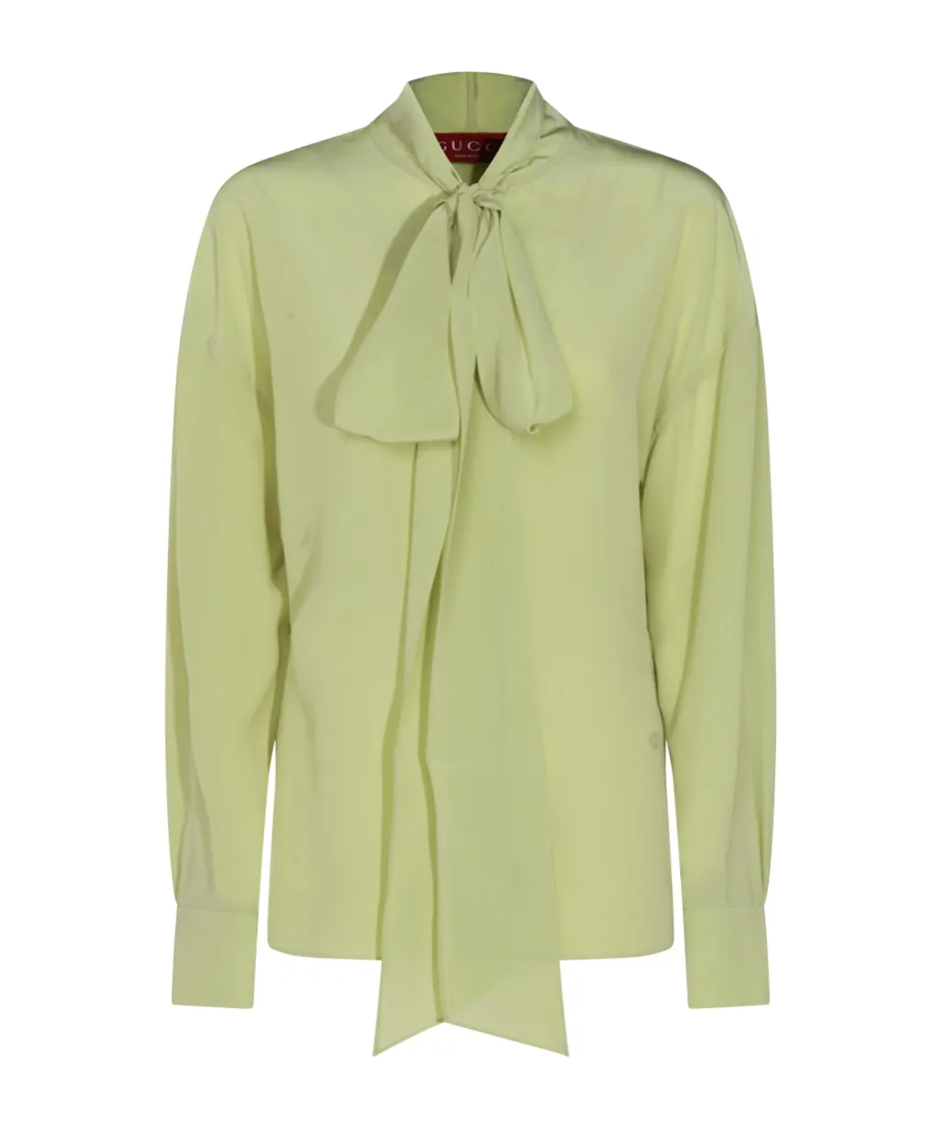 Neck Bow CrÊPe De Chine Shirt