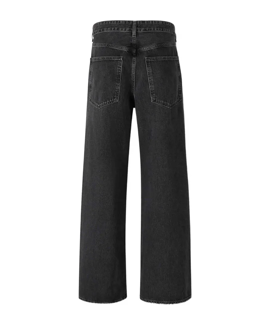 Fold-Over Wide-Leg Jeans