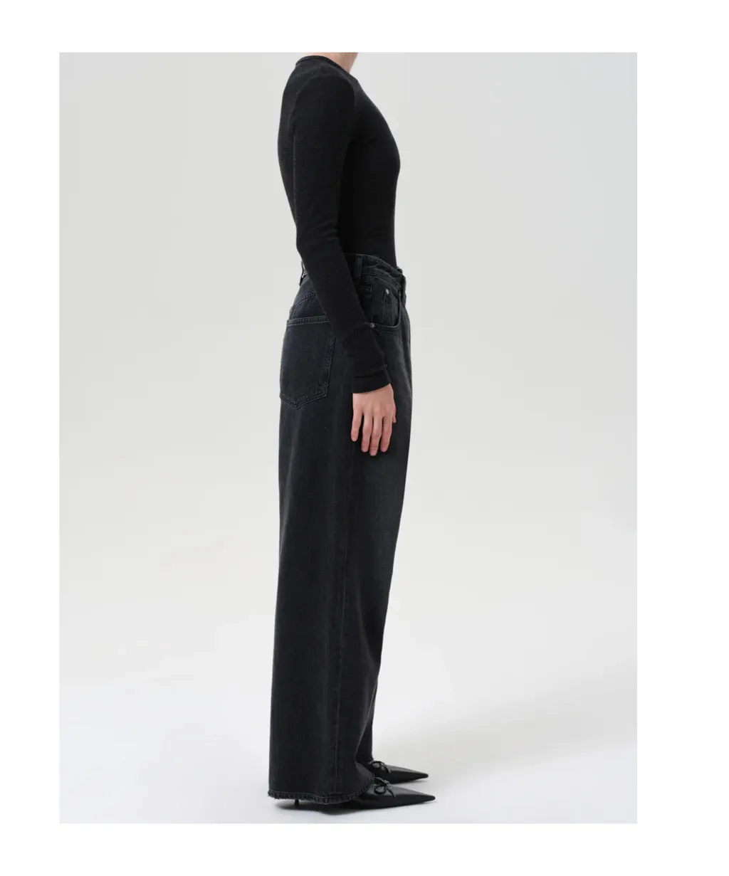 Fold-Over Wide-Leg Jeans