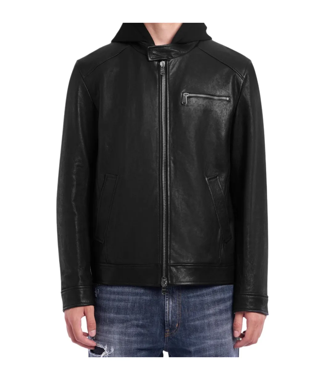 Leather Jacket With Hood