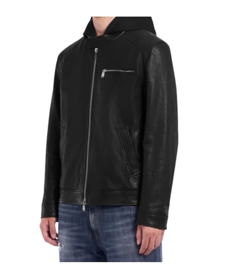 Leather Jacket With Hood