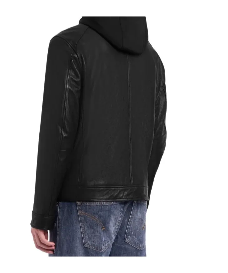 Leather Jacket With Hood