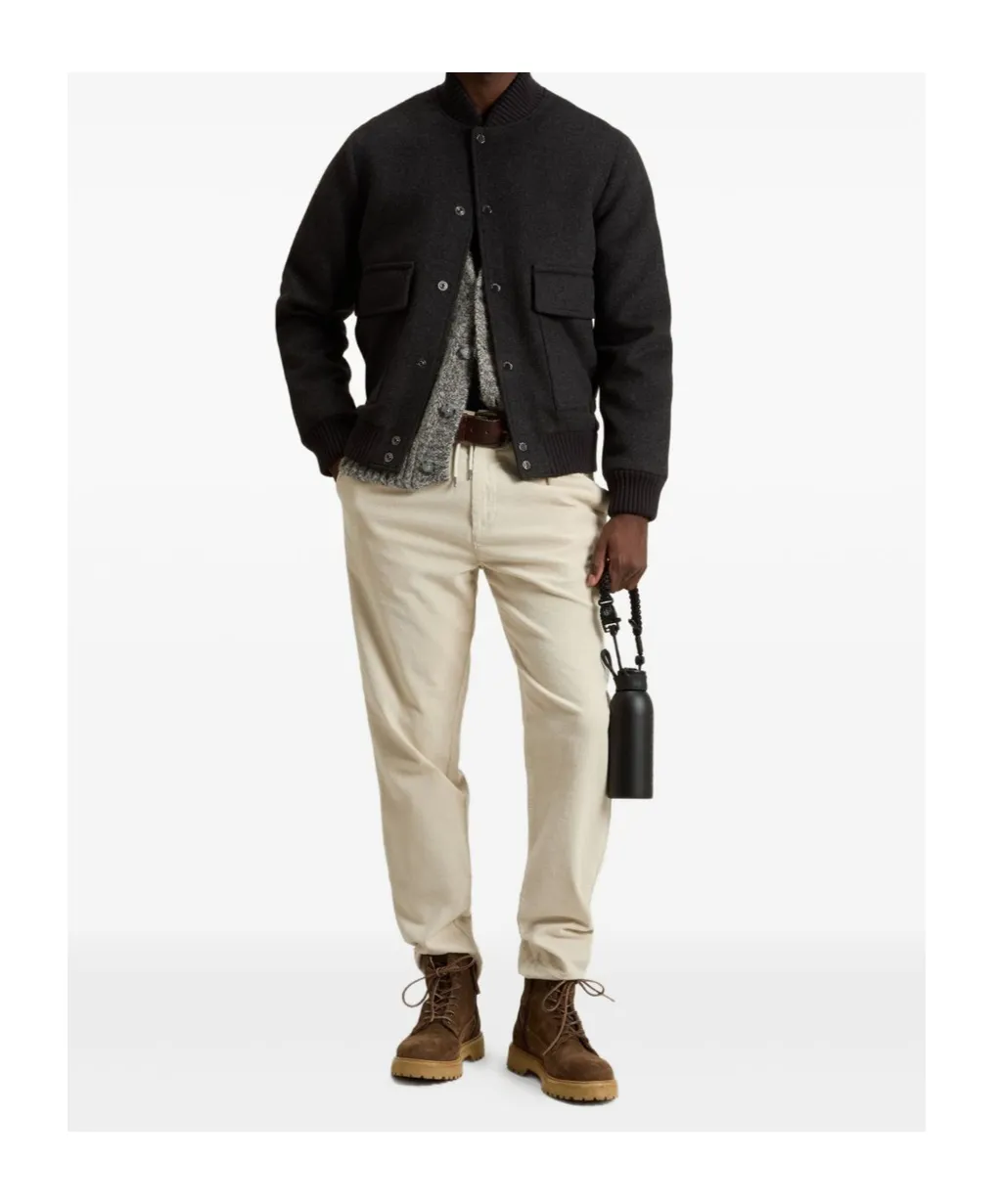 Twill Buttoned Bomber Jacket