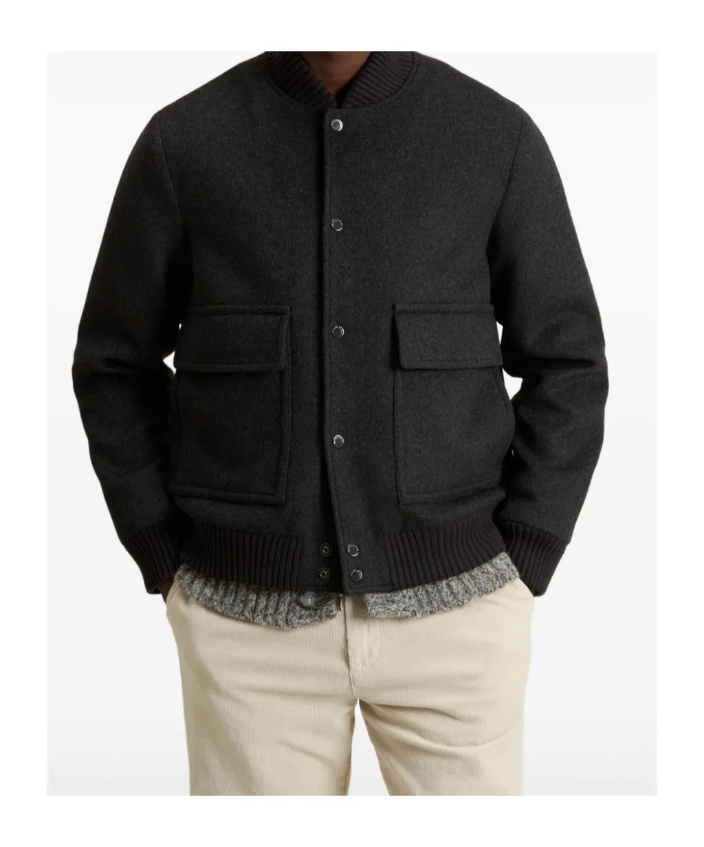 Twill Buttoned Bomber Jacket