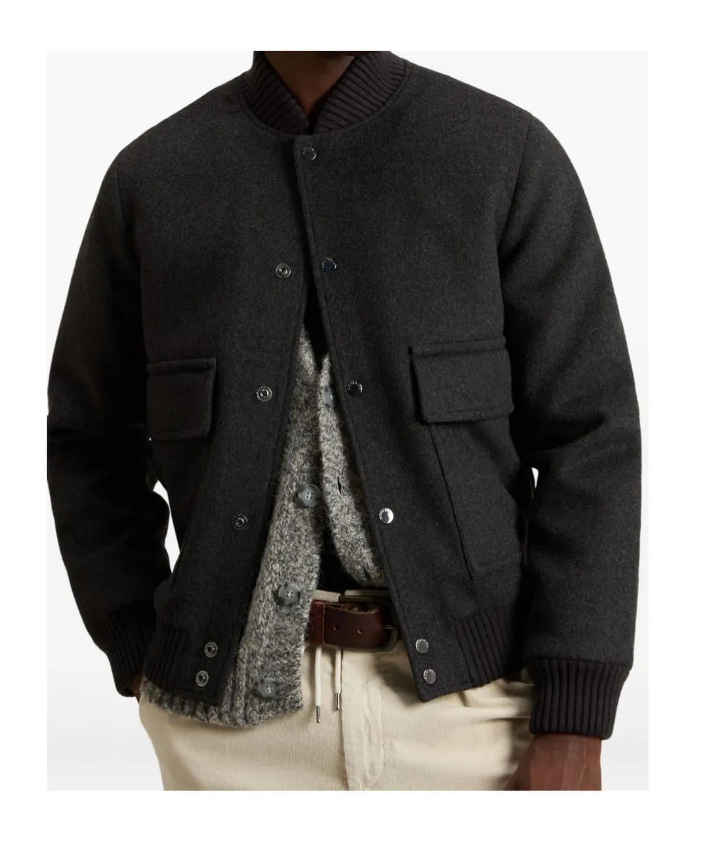 Twill Buttoned Bomber Jacket