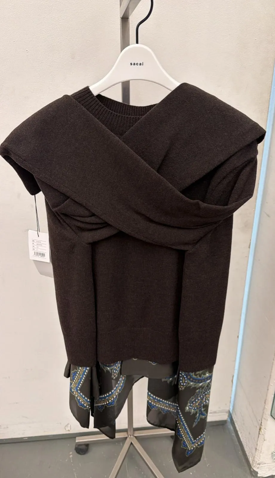 Crew Neck Sweater With Scarf Detail