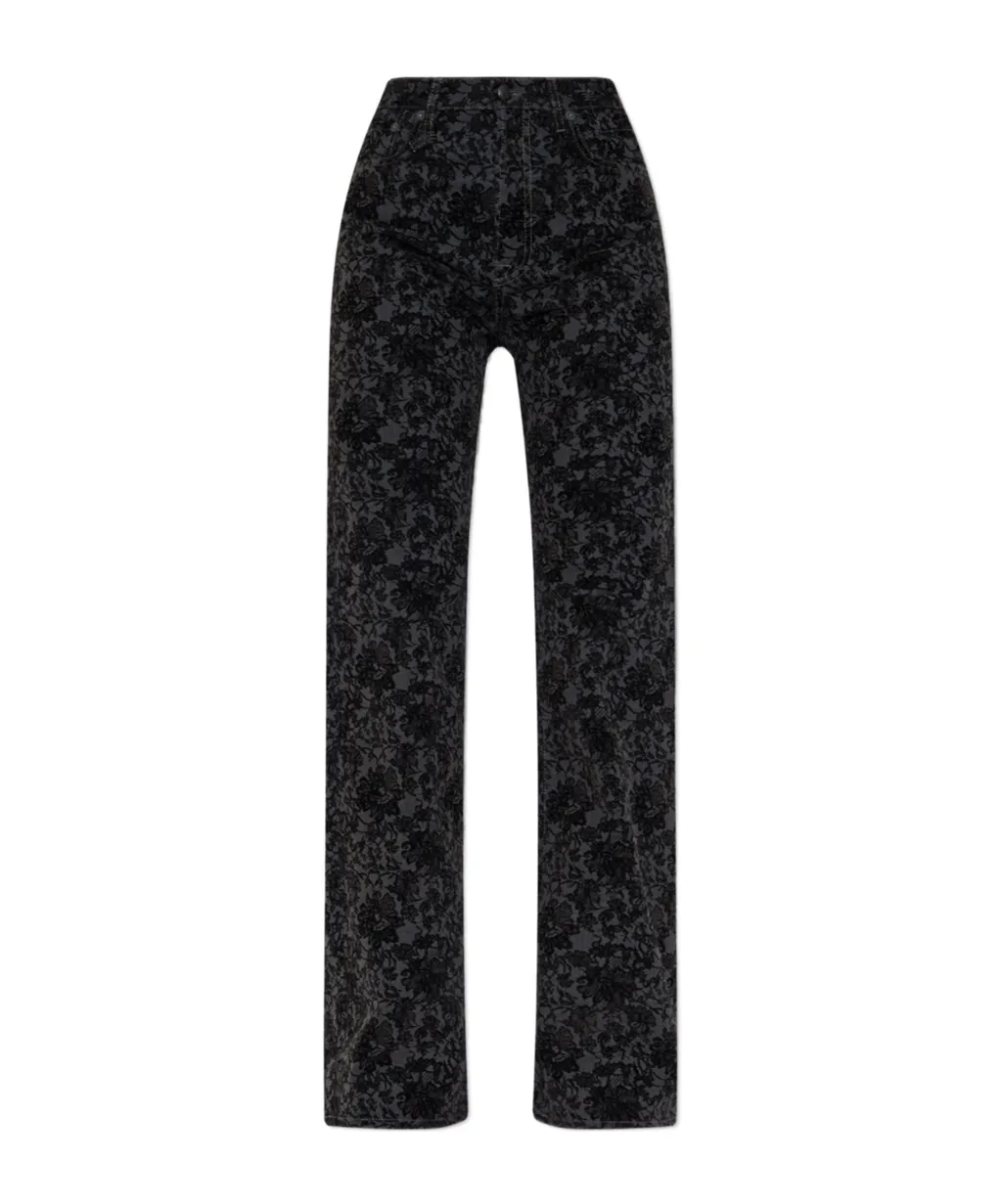 Floral-Pattern Jeans