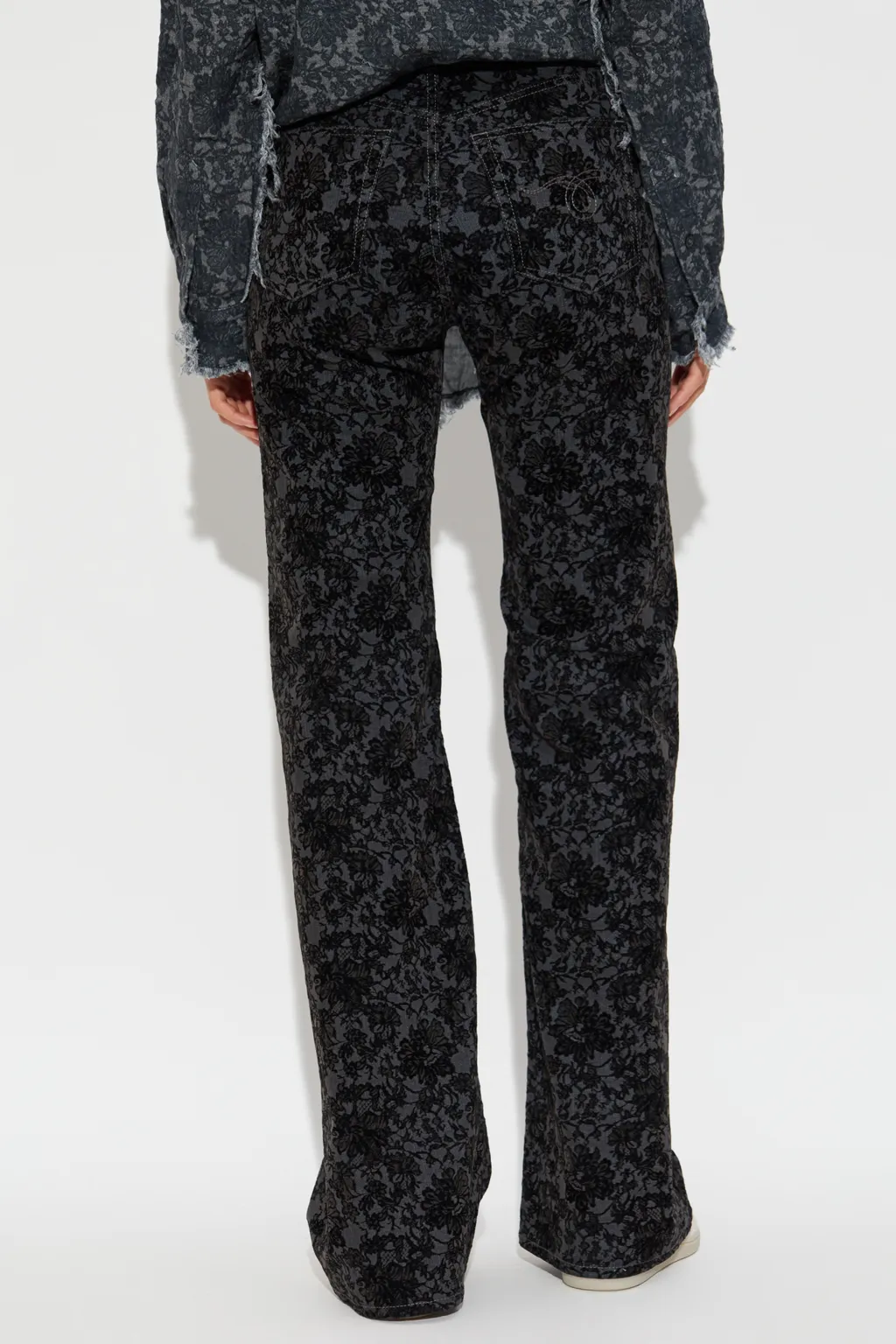 Floral-Pattern Jeans