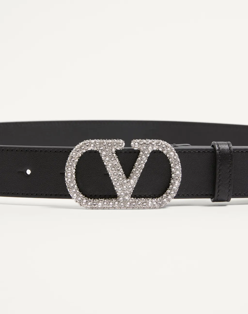 Vlogo Signature Belt In Shiny Calfskin With Crystals 30 Mm