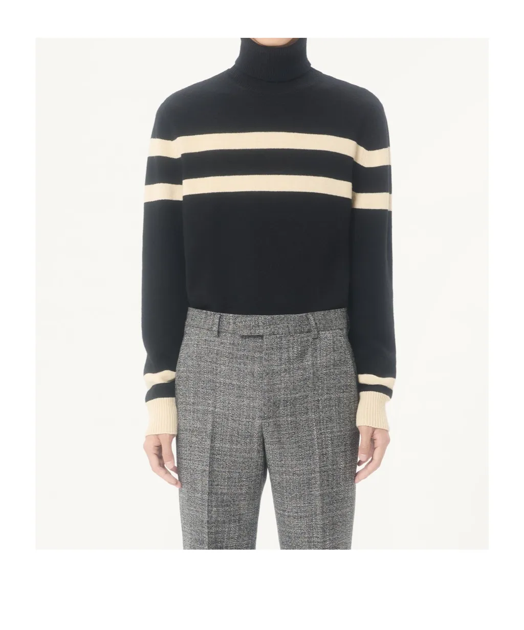 High-Neck Wool Jumper With Vlogo Embroidery