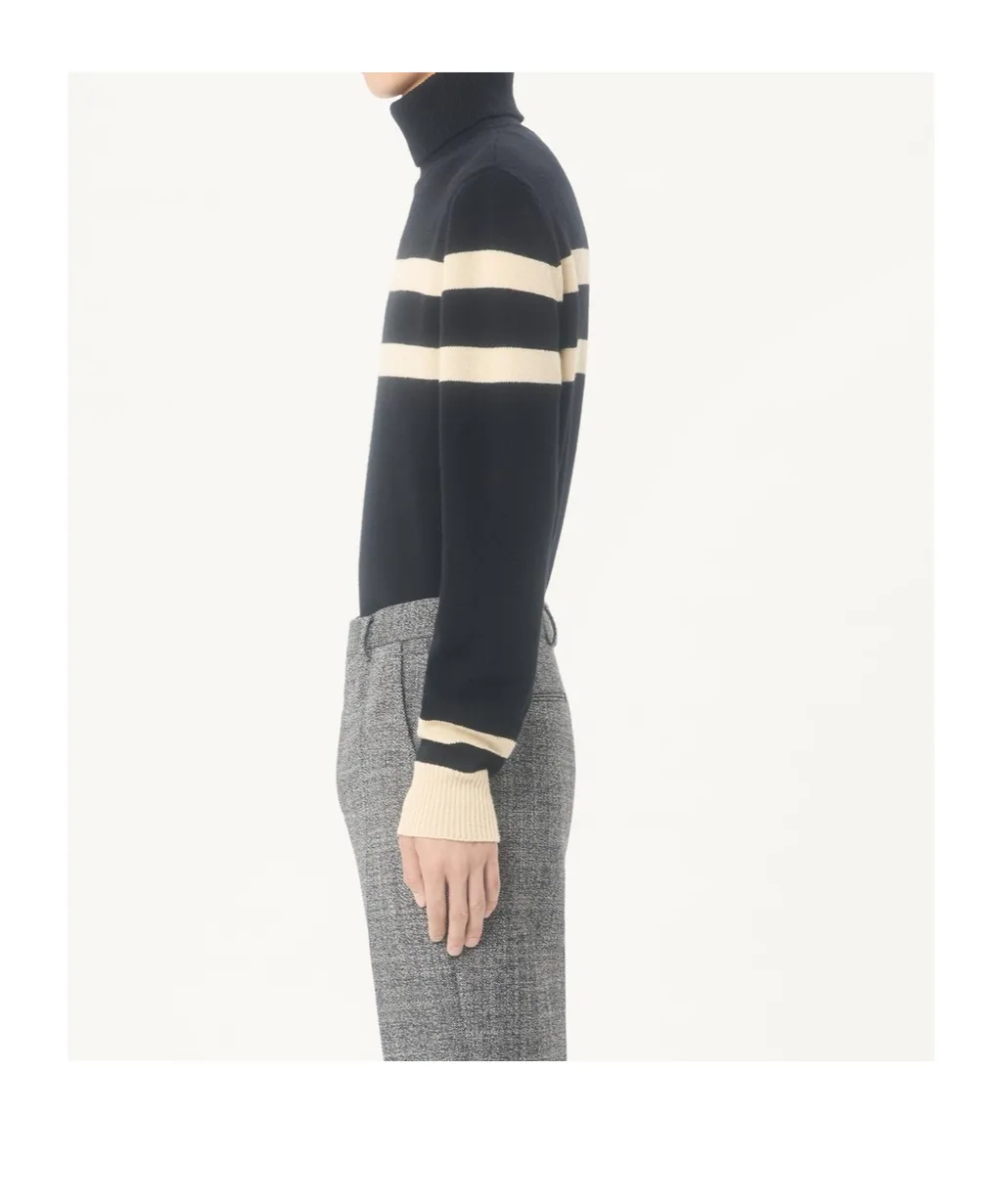 High-Neck Wool Jumper With Vlogo Embroidery