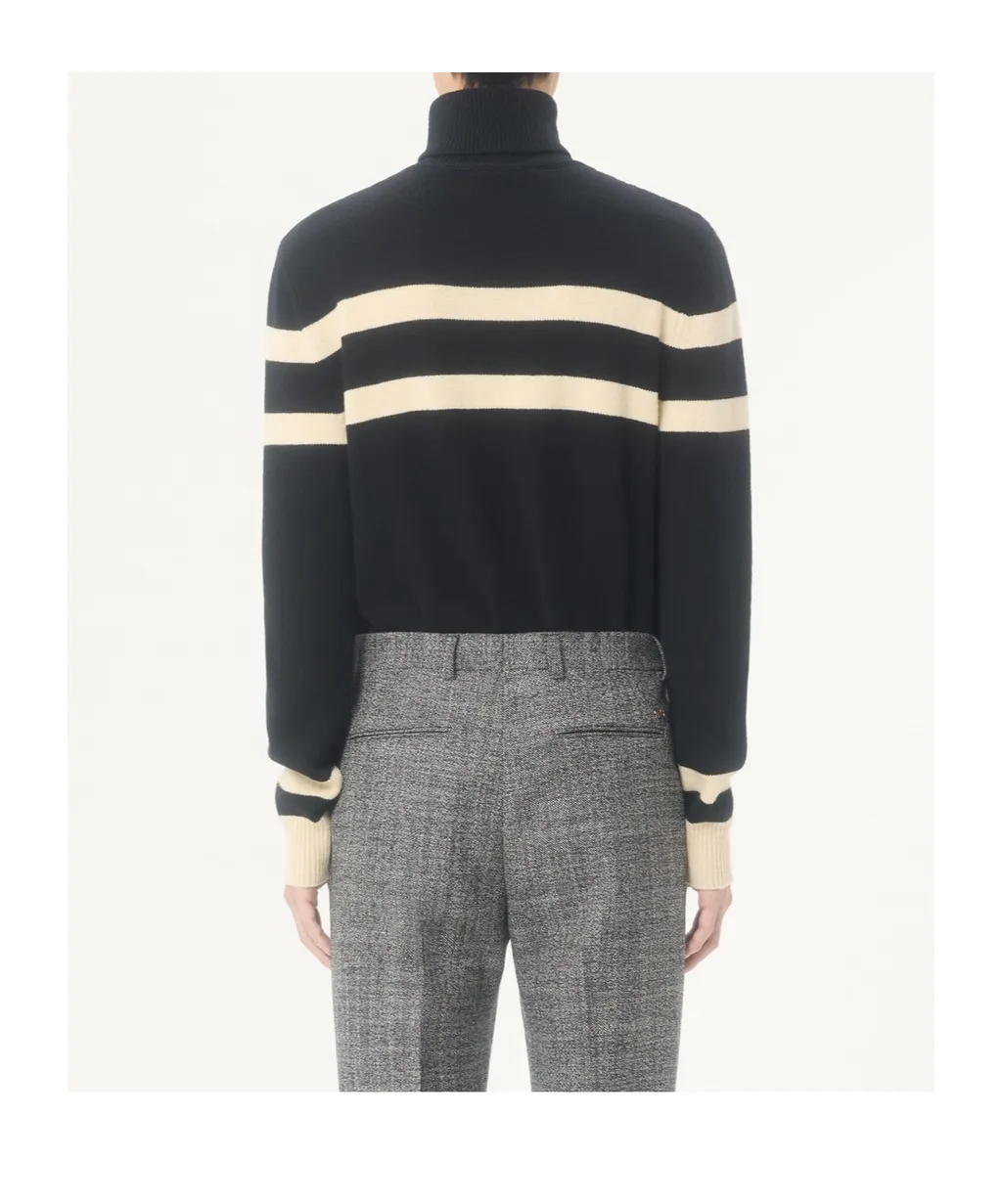 High-Neck Wool Jumper With Vlogo Embroidery