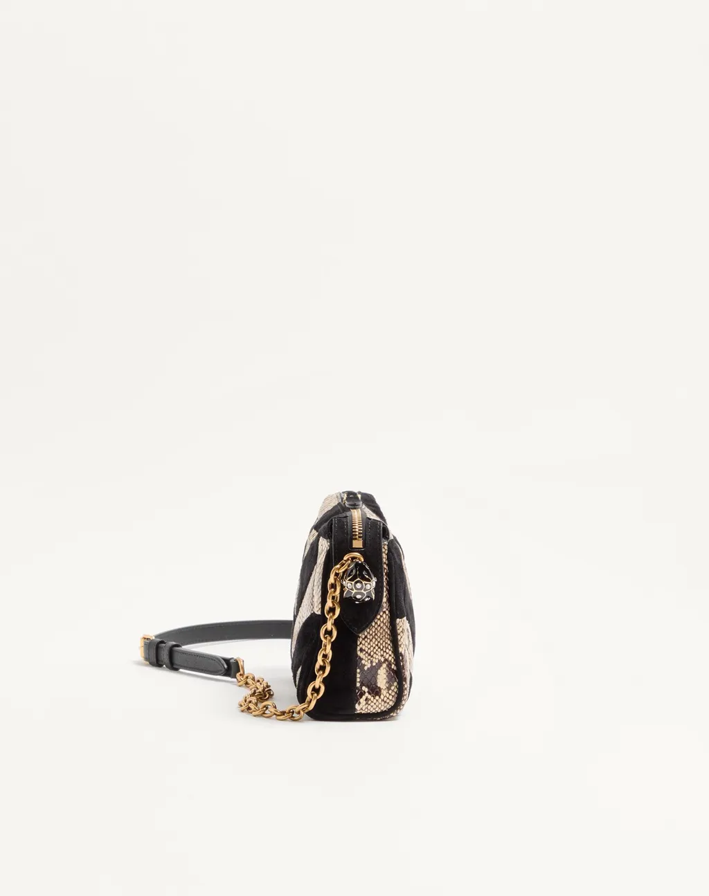 Panthea Small Shoulder Bag In Python And Suede With A Chevron Pattern