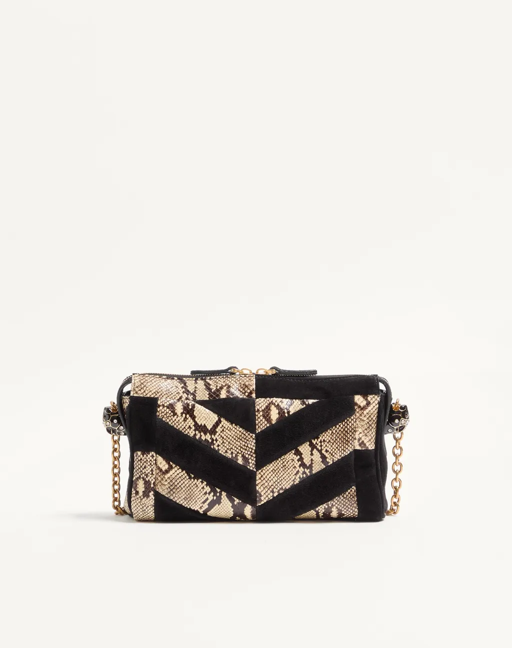 Panthea Small Shoulder Bag In Python And Suede With A Chevron Pattern