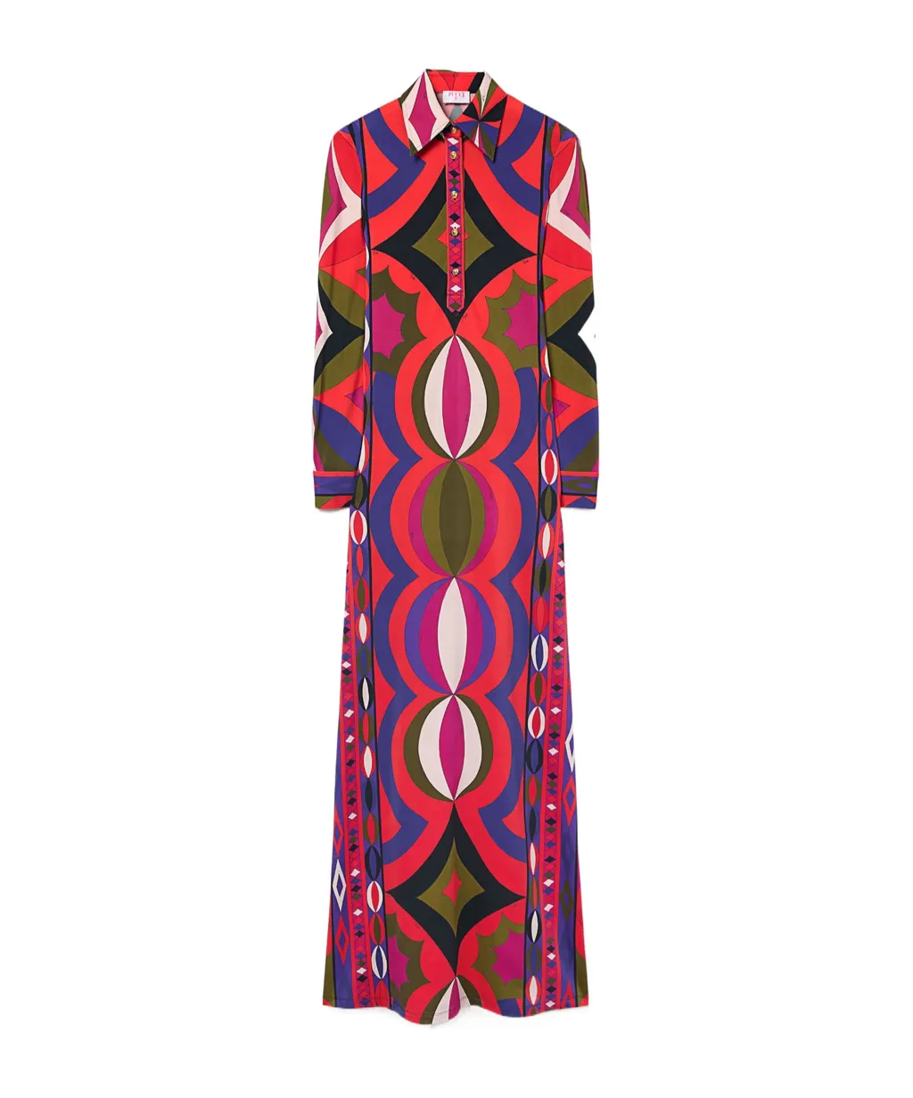 Collane Print Buttoned Maxi Dress