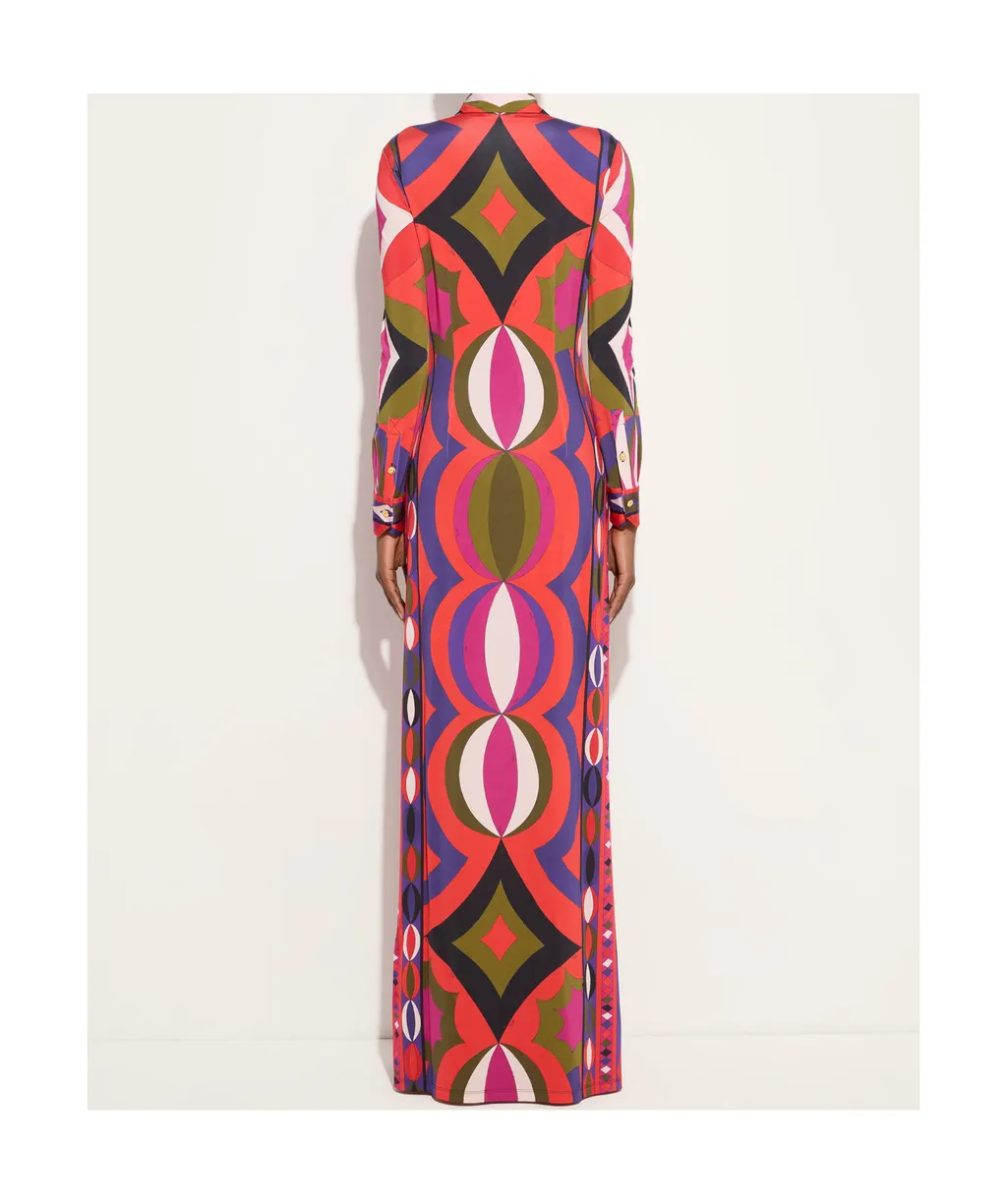 Collane Print Buttoned Maxi Dress