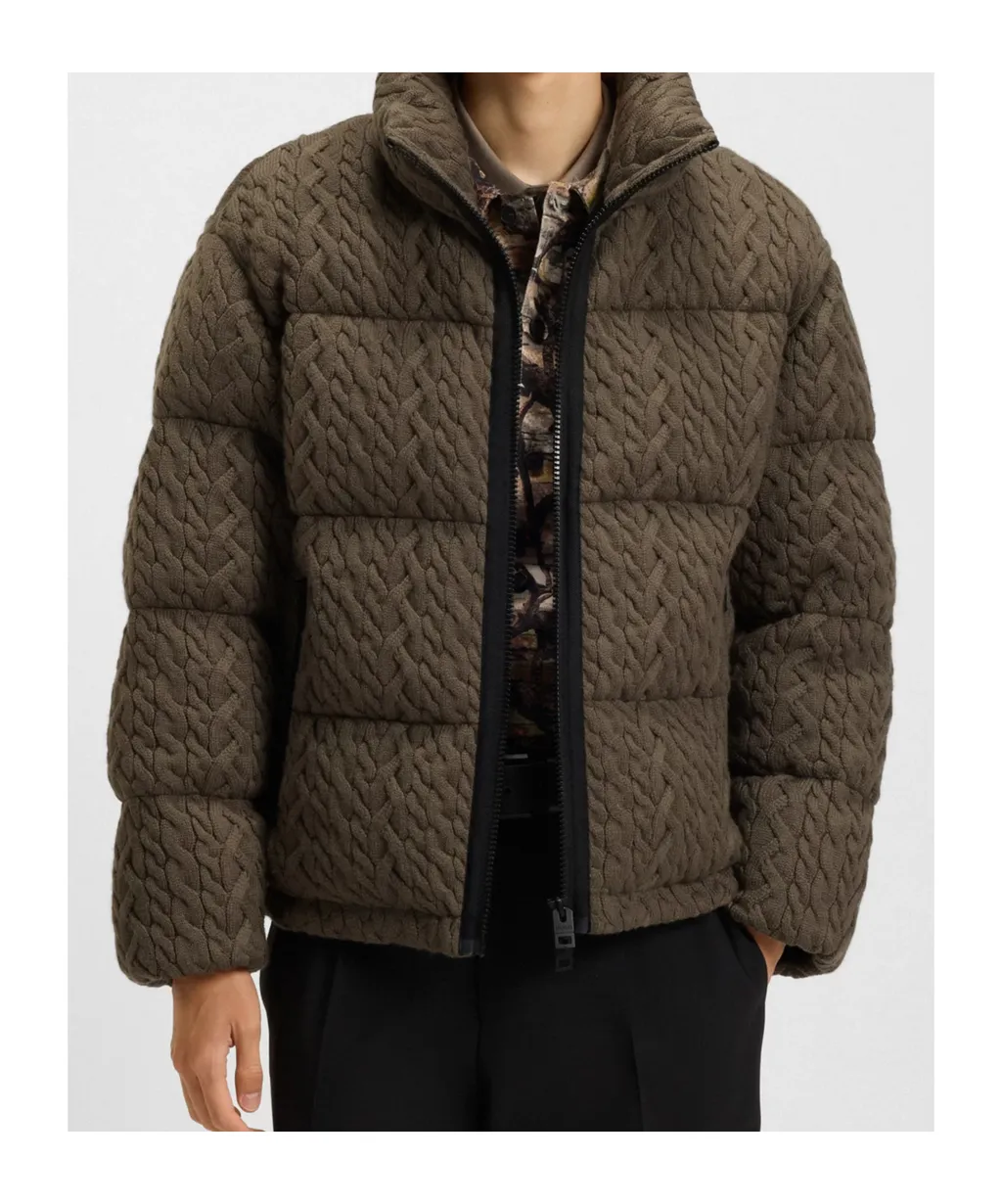Cable-Knit Padded Jacket